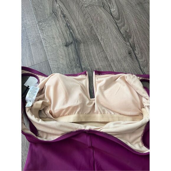 Shade & Shore WOMEN’S CAP SLEEVE ONE PIECE SWIMSUIT, PURPLE size Large - Picture 9 of 11